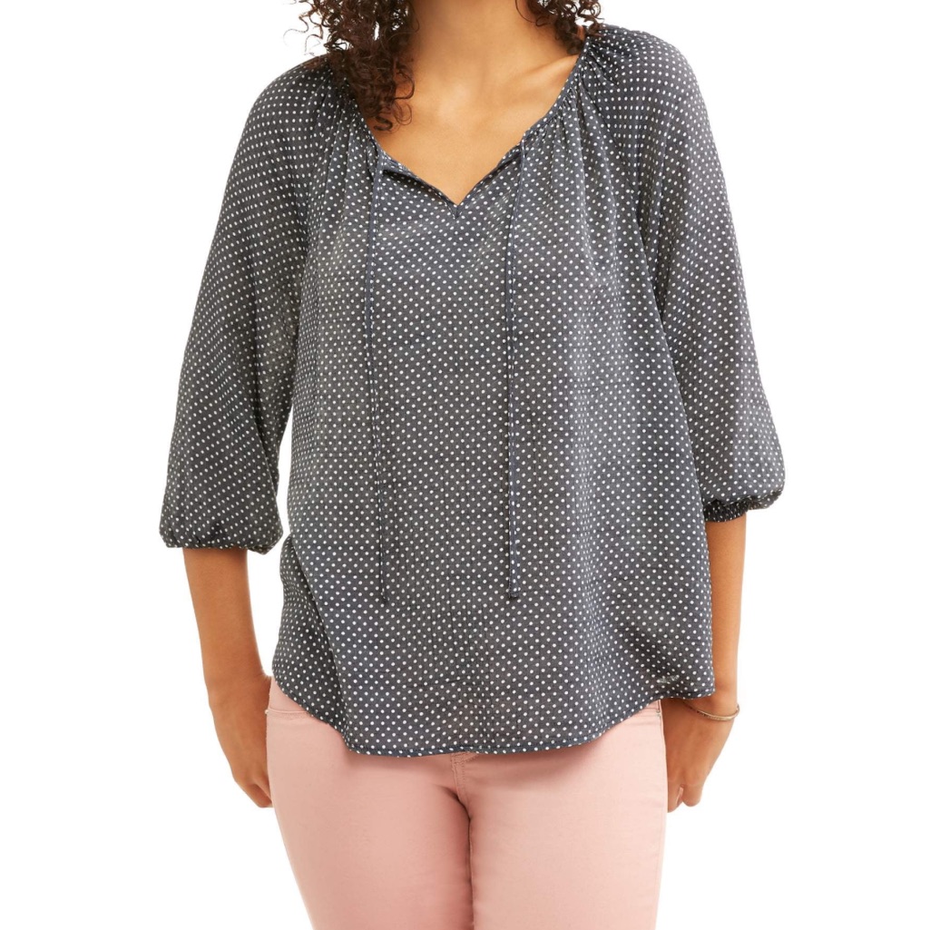 Fred David Blue And White Polka Dot Blouse